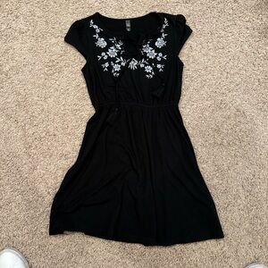 Black Floral Embroidered Dress